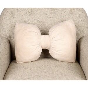 Cream Velvet Bow Shaped Pillow